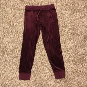 Maroon velvet trackies